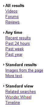New Google Search Options